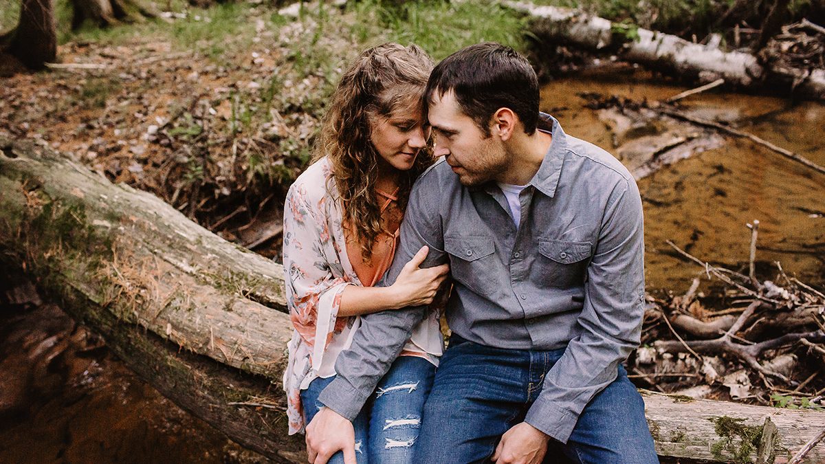 woodsy outdoor engagement session