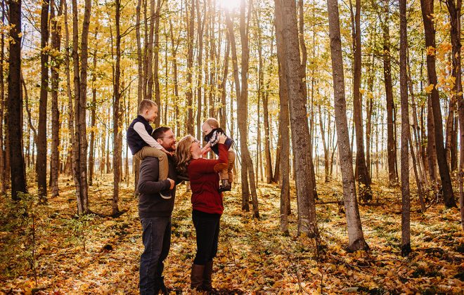 fall family photos in woodsy upper michigan
