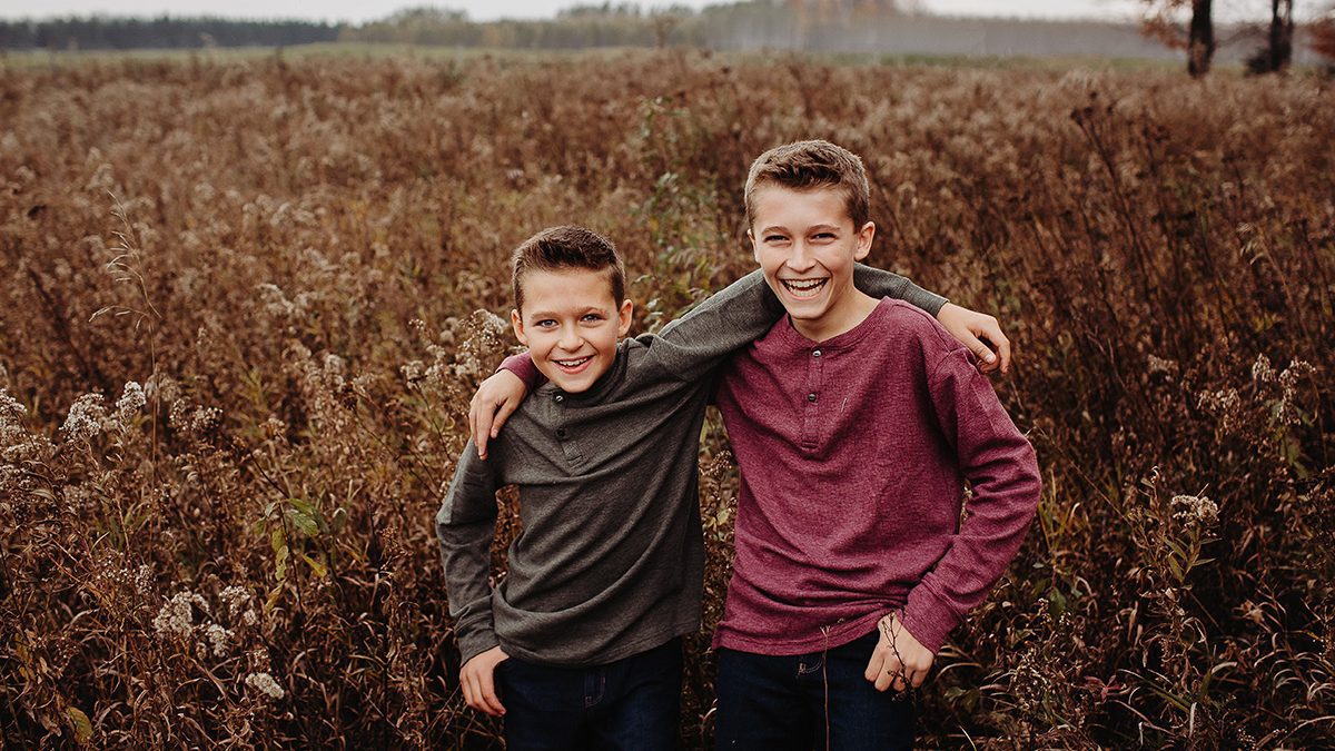 sibling boys during fall family pictures