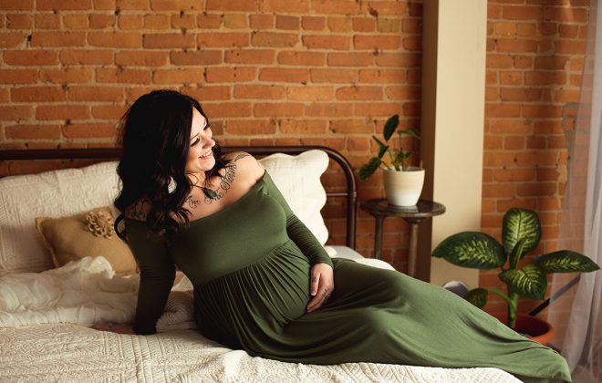 studio maternity session in upper michigan